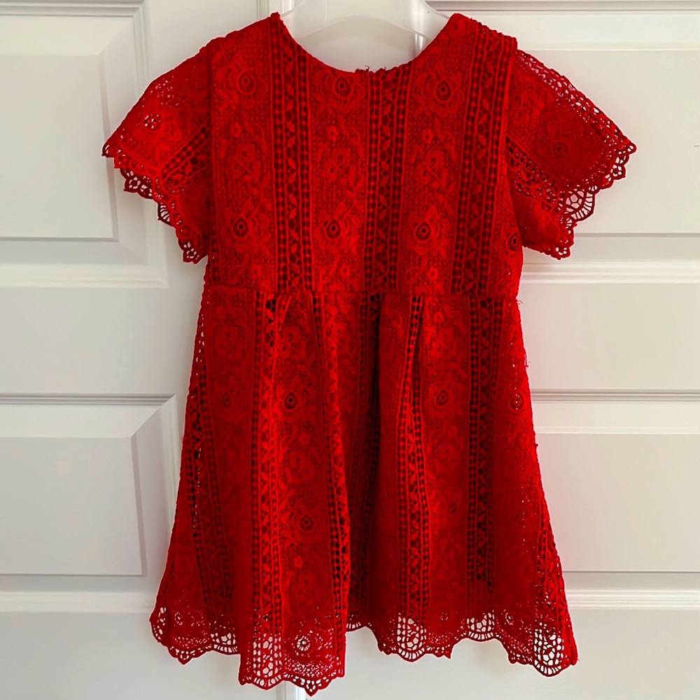 Zara girls red lace dress